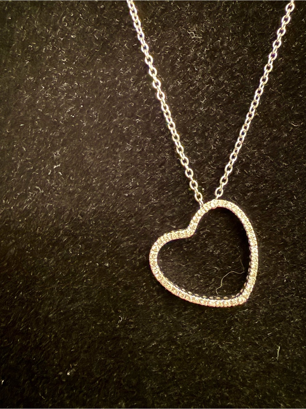 14k White Gold Diamond Pave Open Heart Pendant Necklace - Beautiful 14k gold!